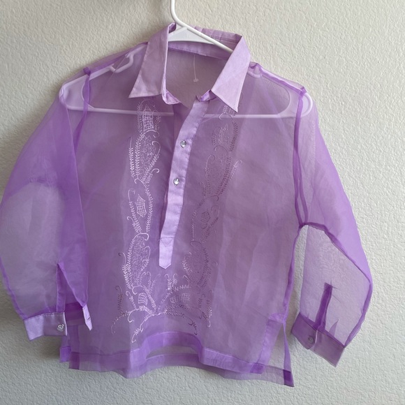 A purple mesh top with embroidery - Picture 1 of 2